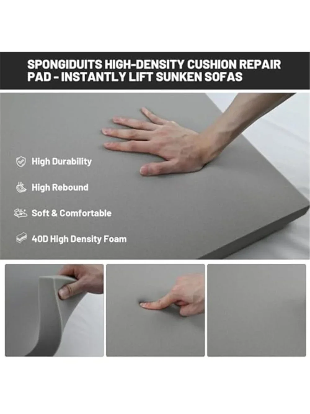 Couch Cushion Support 3Pack High Density Foam Sagging Sofa Seat Repair 20x2 Grey